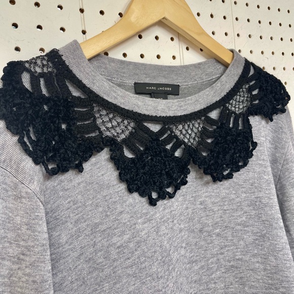Marc Jacobs Grey Crochet Collar Pullover Sweater - Picture 5 of 9